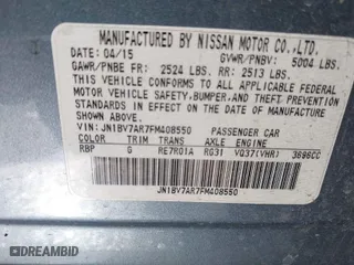 2015 Infiniti Q50 Premium with VIN JN1BV7AR7FM408550, listed as a IAAI auction lot 41619558 with 137,678 mi miles. Bid and sale history available at carsss.com. Image 9.