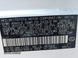 2017 Lexus GS with VIN JTHBZ1BL0HA008079, listed as a IAAI auction lot 41643440 with 79,829 mi miles. Bid and sale history available at carsss.com. Image 9.