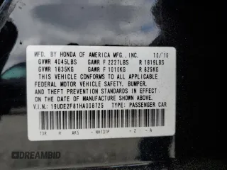 2017 Acura ILX Premium with VIN 19UDE2F81HA008725, listed as a Copart auction lot 53920115 with 92,181 mi miles and Salvage title. Bid and sale history available at DreamBid. Image 12.