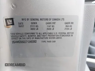 2007 Buick LaCrosse CX with VIN 2G4WC582271249382, listed as a IAAI auction lot 42285783 with 173,858 mi miles and . Bid and sale history available at DreamBid. Image 9.