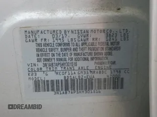 2017 Nissan Sentra S with VIN 3N1AB7AP5HY301516, listed as a Copart auction lot 57950815 with 127,697 mi miles and Salvage title. Bid and sale history available at DreamBid. Image 12.