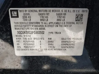 2015 Chevrolet Silverado 1500 LTZ with VIN 3GCUKSEC0FG482502, listed as a IAAI auction lot 41292001 with 129,622 mi miles. Bid and sale history available at carsss.com. Image 9.