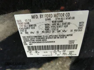 2013 Ford Explorer with VIN 1FM5K8B8XDGA99954, listed as a IAAI auction lot 41911136 with 170,270 mi miles and . Bid and sale history available at carsss.com. Image 9.