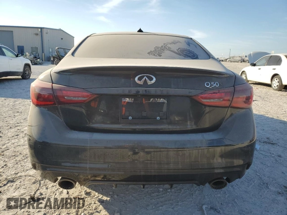 2021 Infiniti Q50 Red Sport 400 with VIN JN1FV7DP0MM850191, listed as a Copart auction lot 76396894 with 52,351 mi miles and Clean Title. Bid and sale history available at DreamBid. Image 6.