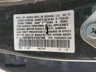 2015 Honda Civic Sedan LX with VIN 19XFB2F51FE057956, listed as a Copart auction lot 49151465 with 215,728 mi miles and Salvage Title. Bid and sale history available at carsss.com. Image 13.