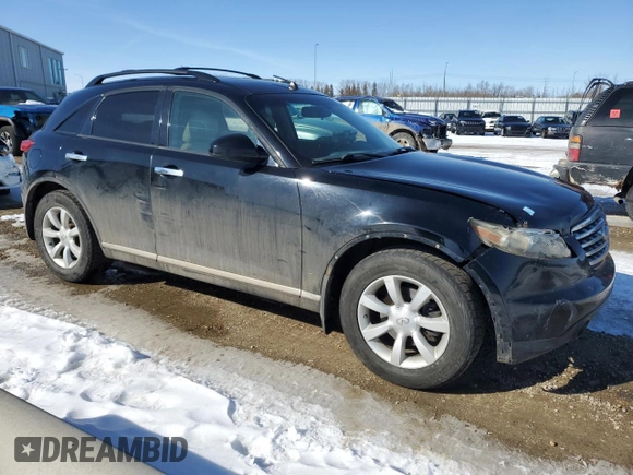 2007 Infiniti FX with VIN JNRAS08W07X202118, listed as a Copart auction lot 49879125 with 313,136 mi miles and Salvage title. Bid and sale history available at DreamBid. Image 4.