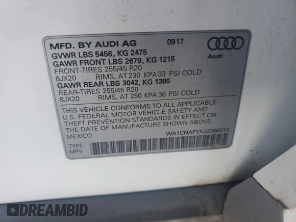 2018 Audi Q5 Prestige with VIN WA1CNAFYXJ2066010, listed as a Copart auction lot 47168615 with 78,833 mi miles and Salvage Title. Bid and sale history available at carsss.com. Image 13.