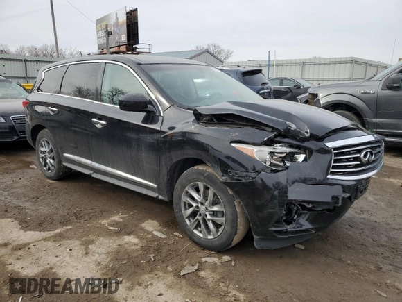 2013 Infiniti JX35 with VIN 5N1AL0MM0DC330861, listed as a Copart auction lot 45128415 with 146,219 mi miles and Salvage Title. Bid and sale history available at DreamBid. Image 4.