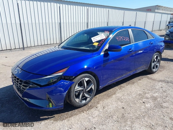 2023 Hyundai Elantra Limited with VIN KMHLP4AG1PU372487, listed as a IAAI auction lot 41752323 with 77,212 mi miles. Bid and sale history available at carsss.com. Image 2.