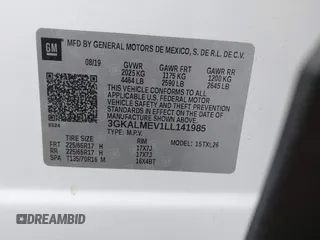 2020 GMC Terrain SLE with VIN 3GKALMEV1LL141985, listed as a IAAI auction lot 42042776 with 37,257 mi miles. Bid and sale history available at carsss.com. Image 9.