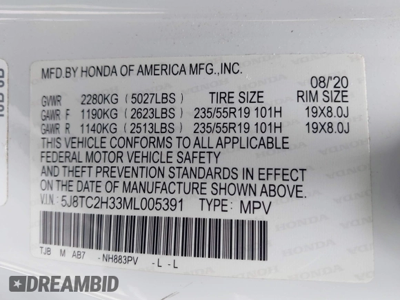 2021 Acura RDX с VIN 5J8TC2H33ML005391, выставлен на аукционе IAAI как лот 42081750 с пробегом 34 766 миль миль и . История ставок и продаж доступна на DreamBid. Изображение 9.