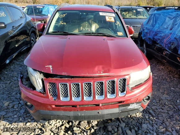2014 Jeep Compass Latitude with VIN 1C4NJDEB0ED641850, listed as a Copart auction lot 47663165 with 158,730 mi miles and Salvage Title. Bid and sale history available at carsss.com. Image 5.
