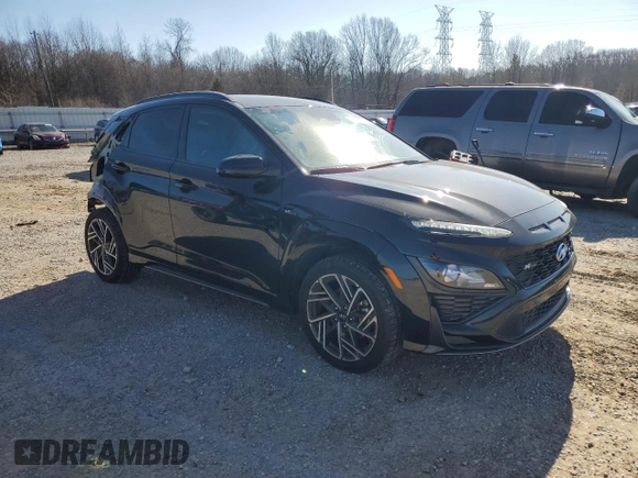 2023 Hyundai Kona N Line with VIN KM8K33A33PU943766, listed as a Copart auction lot 42802485 with 29,280 mi miles and Salvage Title. Bid and sale history available at carsss.com. Image 4.