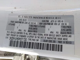 2023 Mazda 3 S Preferred with VIN 3MZBPACM5PM371720, listed as a IAAI auction lot 41835415 with 22,842 mi miles and . Bid and sale history available at DreamBid. Image 9.