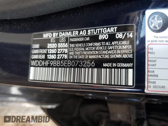 2014 Mercedes-Benz E 550 Sport with VIN WDDHF9BB5EB073256, listed as a Copart auction lot 44278285 with 55,389 mi miles and Salvage Title. Bid and sale history available at DreamBid. Image 12.