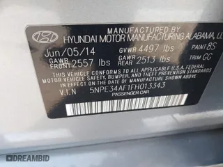 2015 Hyundai Sonata 2.4L Sport with VIN 5NPE34AF1FH013343, listed as a IAAI auction lot 41773570 with 110,950 mi miles. Bid and sale history available at carsss.com. Image 9.