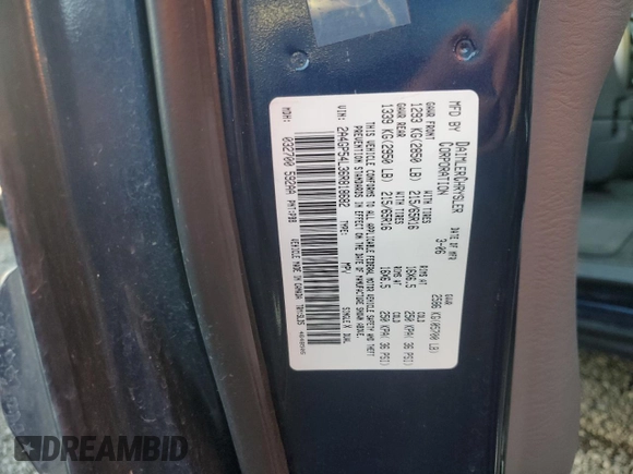 2006 Chrysler Town & Country LWB Touring with VIN 2A4GP54L36R818682, listed as a Copart auction lot 79756804 with 166,227 mi miles and Salvage Title. Bid and sale history available at carsss.com. Image 13.
