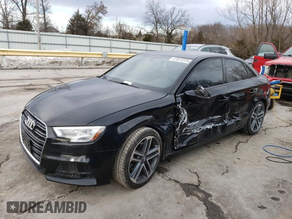 2019 Audi A3 Sedan Premium with VIN WAUAUGFF6KA085093, listed as a Copart auction lot 47072275 with 58,012 mi miles and Salvage Title. Bid and sale history available at carsss.com. Image 1.