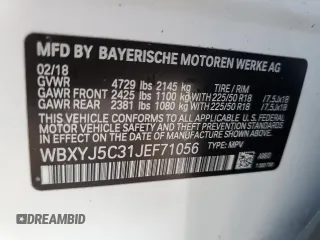 2018 BMW X2 xDrive28i with VIN WBXYJ5C31JEF71056, listed as a Copart auction lot 62033492 with 55,117 mi miles. Bid and sale history available at carsss.com. Image 10.