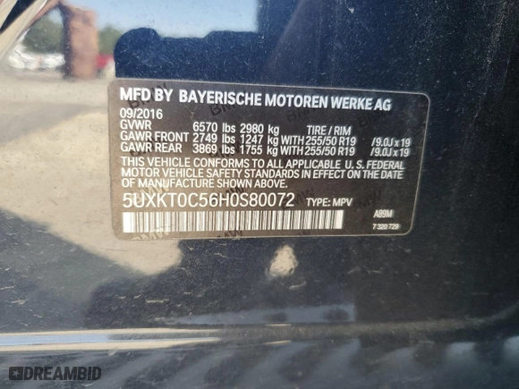 2017 BMW X5 xDrive40e iPerformance with VIN 5UXKT0C56H0S80072, listed as a Copart auction lot 50901095 with 111,859 mi miles and Clean Title. Bid and sale history available at carsss.com. Image 12.