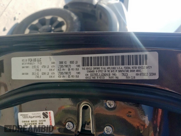 2018 Ram 2500 Power Wagon с VIN 3C6TR5EJ1JG302418, выставлен на аукционе Copart как лот 63757115 с пробегом 131 849 миль миль и Списание • Salvage title. История ставок и продаж доступна на DreamBid. Изображение 12.