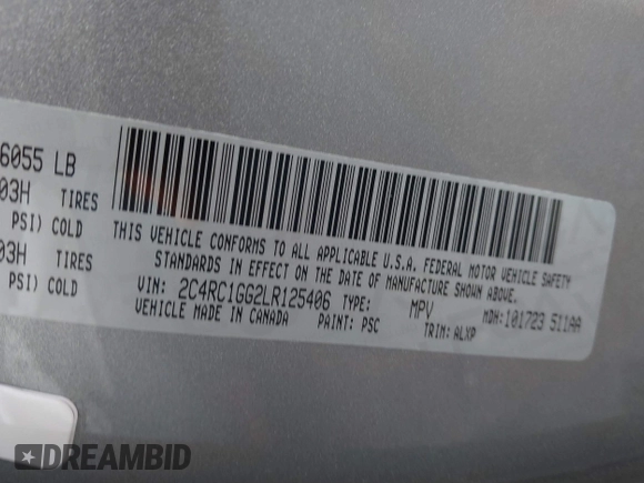 2020 Chrysler Pacifica Limited with VIN 2C4RC1GG2LR125406, listed as a IAAI auction lot 42452390 with 85,100 mi miles and . Bid and sale history available at DreamBid. Image 9.
