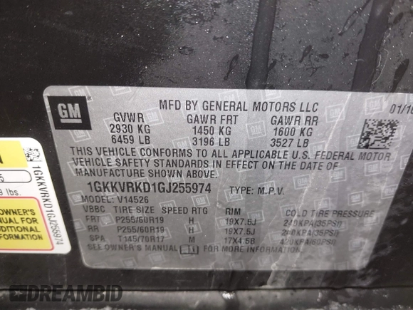 2016 GMC Acadia SLT with VIN 1GKKVRKD1GJ255974, listed as a IAAI auction lot 41578879 with 181,374 mi miles. Bid and sale history available at carsss.com. Image 9.