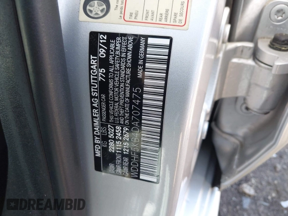 2013 Mercedes-Benz E 350 Luxury with VIN WDDHF5KB4DA707475, listed as a IAAI auction lot 42049839 with 235,862 mi miles and . Bid and sale history available at DreamBid. Image 9.