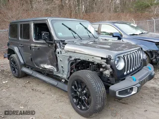 2023 Jeep Wrangler 4xe Sahara with VIN 1C4JJXP68PW583316, listed as a IAAI auction lot 41334596 with 17,524 mi miles. Bid and sale history available at carsss.com. Image 1.