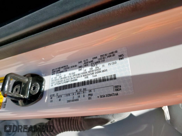 2021 Ford F-150 XL с VIN 1FTEW1CP0MFC94084, выставлен на аукционе Copart как лот 65921585 с пробегом 3 151 миль миль и Списание • Salvage title. История ставок и продаж доступна на DreamBid. Изображение 13.