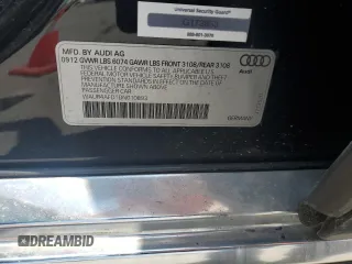 2013 Audi A8 6.3L with VIN WAUR4AFD1DN010893, listed as a Copart auction lot 62693655 with 115,085 mi miles and Salvage title. Bid and sale history available at DreamBid. Image 12.