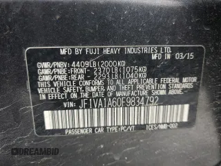 2015 Subaru WRX with VIN JF1VA1A60F9834792, listed as a Copart auction lot 46128425 with 155,677 mi miles and Salvage Title. Bid and sale history available at carsss.com. Image 14.