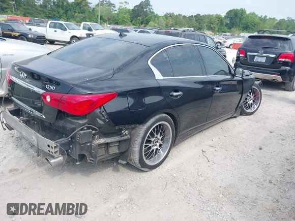 2014 Infiniti Q50 Premium z VIN JN1BV7APXEM680281, wystawiony jako IAAI lot #42084485 z przebiegiem 117 469 mil mil oraz . Historia ofert i sprzedaży dostępna na DreamBid. Obrazek 4.