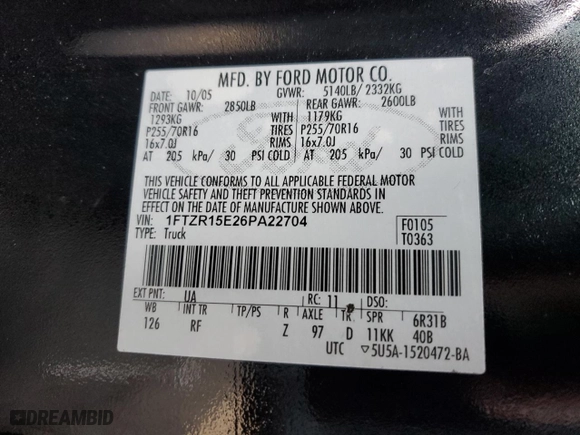 2006 Ford Ranger XL with VIN 1FTZR15E26PA22704, listed as a Copart auction lot 49592415 with 163,691 mi miles and Salvage Title. Bid and sale history available at carsss.com. Image 14.