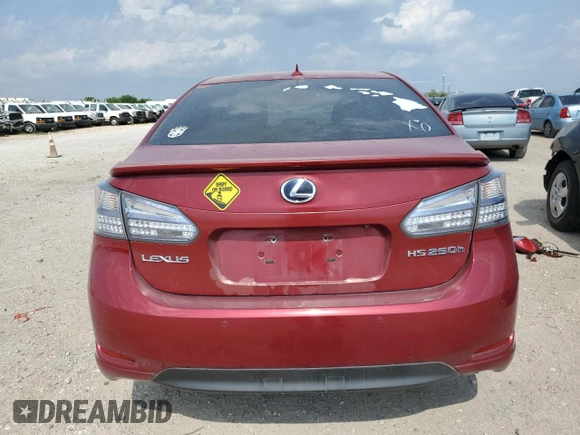 2010 Lexus HS 250h with VIN JTHBB1BA6A2010860, listed as a Copart auction lot 54854025 with 164,532 mi miles and Salvage Title. Bid and sale history available at DreamBid. Image 6.