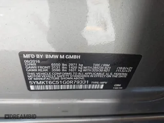 2016 BMW X5 M with VIN 5YMKT6C51G0R79331, listed as a IAAI auction lot 40590865 with 80,772 mi miles. Bid and sale history available at carsss.com. Image 9.