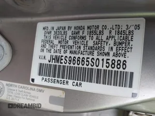 2005 Honda Civic z VIN JHMES96665S015886, wystawiony jako IAAI lot #41448767 z przebiegiem 171 988 mil mil oraz . Historia ofert i sprzedaży dostępna na DreamBid. Obrazek 9.