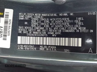 2005 Toyota Sienna CE with VIN 5TDZA23C55S280735, listed as a IAAI auction lot 42063994 with 201,883 mi miles. Bid and sale history available at carsss.com. Image 9.