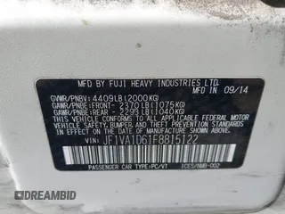 2015 Subaru WRX Premium with VIN JF1VA1D61F8815122, listed as a IAAI auction lot 42042491 with 134,158 mi miles and . Bid and sale history available at DreamBid. Image 9.