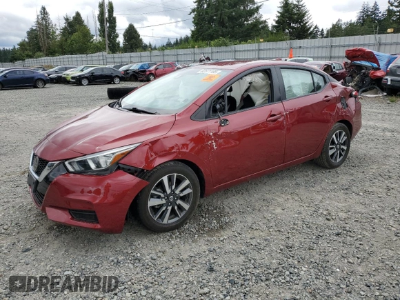 2021 Nissan Versa SV z VIN 3N1CN8EV9ML889734, wystawiony jako Copart lot #62571105 z przebiegiem 71 558 mil mil oraz Szkoda całkowita • Salvage title. Historia ofert i sprzedaży dostępna na DreamBid. Obrazek 1.