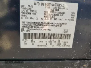 2016 Ford Explorer with VIN 1FM5K8B87GGA94327, listed as a Copart auction lot 46866795 with Not Provided miles and Salvage Title. Bid and sale history available at DreamBid. Image 13.