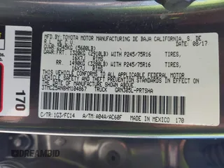 2017 Toyota Tacoma SR5 with VIN 3TMCZ5AN8HM104867, listed as a IAAI auction lot 41931133 with 76,051 mi miles. Bid and sale history available at carsss.com. Image 9.
