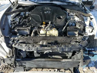 2021 Infiniti Q50 Red Sport 400 with VIN JN1FV7DR7MM880385, listed as a Copart auction lot 44394645 with 48,343 mi miles and Salvage title. Bid and sale history available at DreamBid. Image 11.