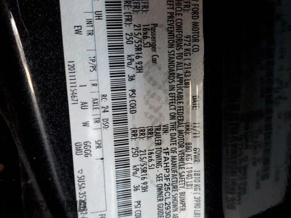 2012 Ford Focus SE with VIN 1FAHP3F25CL293041, listed as a Copart auction lot 58069955 with 127,129 mi miles and Salvage title. Bid and sale history available at DreamBid. Image 13.