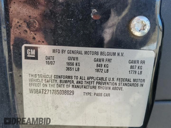2008 Saturn Astra XR z VIN W08AT271785038029, wystawiony jako Copart lot #41949375 z przebiegiem 102 621 mil mil oraz Szkoda całkowita • Salvage title. Historia ofert i sprzedaży dostępna na DreamBid. Obrazek 12.