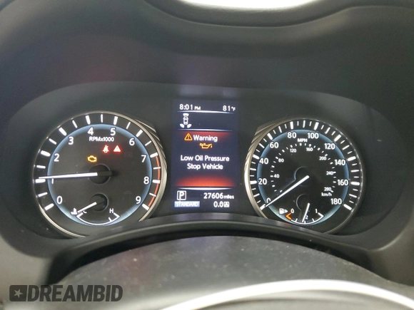 2019 Infiniti Q50 Luxe with VIN JN1EV7AR2KM554667, listed as a Copart auction lot 62788934 with 27,606 mi miles and Salvage Title. Bid and sale history available at carsss.com. Image 9.