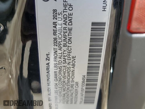2023 Audi TTS z VIN TRUA1AFV5P1008454, wystawiony jako Copart lot #56444184 z przebiegiem 899 mil mil oraz Szkody całkowita. Historia ofert i sprzedaży dostępna na DreamBid. Obrazek 13.