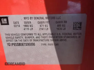 2014 Chevrolet Cruze 2LT z VIN 1G1PE5SB5E7296006, wystawiony jako Copart lot #49994605 z przebiegiem 83 265 mil mil oraz Szkoda całkowita • Salvage title. Historia ofert i sprzedaży dostępna na DreamBid. Obrazek 14.