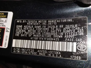 2015 Toyota Camry XLE with VIN 4T1BF1FK1FU094425, listed as a IAAI auction lot 41961648 with 191,458 mi miles. Bid and sale history available at carsss.com. Image 9.