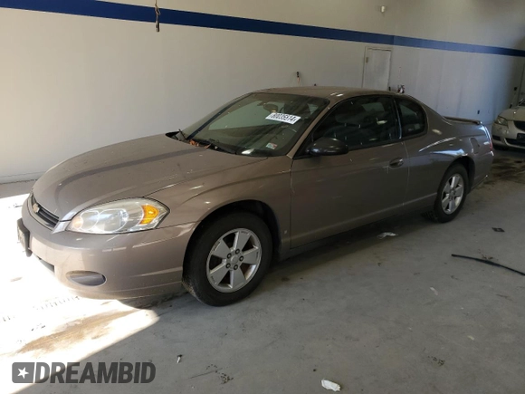 2006 Chevrolet Monte Carlo LT 3.5L with VIN 2G1WM15K569288684, listed as a Copart auction lot 80035514 with 124,324 mi miles and Clean Title. Bid and sale history available at carsss.com. Image 1.